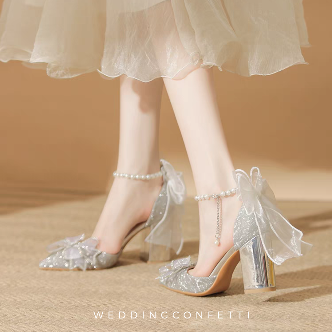 silver shoes wedding dress The Halifax Wedding Bridal Silver Heels – WeddingConfetti