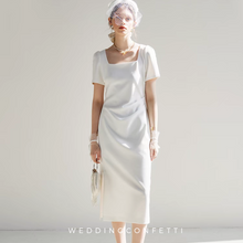 Load image into Gallery viewer, The Emerlyn Wedding Bridal Midi Short Sleeve Dress