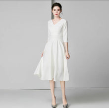 Load image into Gallery viewer, The Chantel Long/Mid Sleeves White Midi Dress