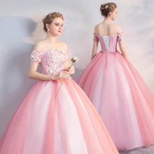 Load image into Gallery viewer, The Mallory Pink Ball Off Shoulder/Sleeveless Gown (Available in 2 Designs)