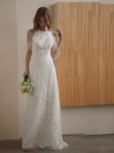 Load image into Gallery viewer, The Levelle Wedding Bridal Halter Floral Gown