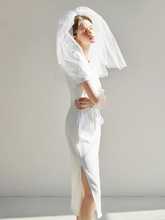 Load image into Gallery viewer, The Emerlyn Wedding Bridal Midi Short Sleeve Dress