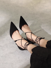 Load image into Gallery viewer, The Carrisbelle Black Lace Up Heels