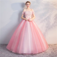 Load image into Gallery viewer, The Mallory Pink Ball Off Shoulder/Sleeveless Gown (Available in 2 Designs)