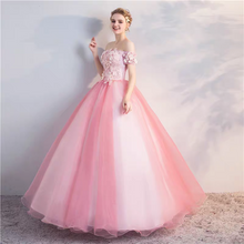 Load image into Gallery viewer, The Mallory Pink Ball Off Shoulder/Sleeveless Gown (Available in 2 Designs)