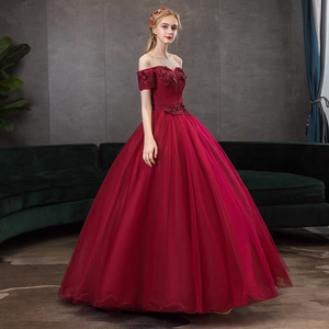 The Melvy Red Off Shoulder Ball Gown (Available in 3 Colours)