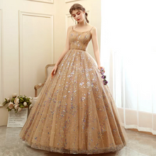 Load image into Gallery viewer, The Merlyn Gold Sleeveless Gown