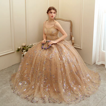 Load image into Gallery viewer, The Merlyn Gold Sleeveless Gown