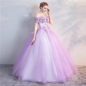The Merilyn Lilac Off Shoulder Ball Gown (Available in 2 Colours)