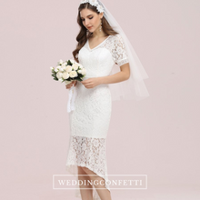 Load image into Gallery viewer, The Lorrina Wedding Bridal Short Sleeve Midi Gown