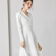Load image into Gallery viewer, The Chantel Long/Mid Sleeves White Midi Dress