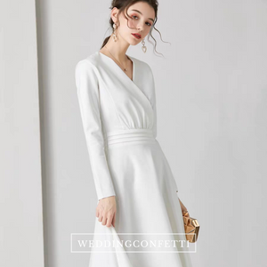 The Chantel Long/Mid Sleeves White Midi Dress