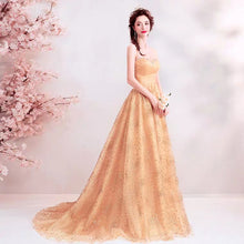 Load image into Gallery viewer, The Marlowe Champagne Tube Gown - WeddingConfetti