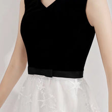 Load image into Gallery viewer, The Ixara Sleeveless White/Black Lace Gown - WeddingConfetti
