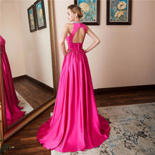 Load image into Gallery viewer, The Cecil Fushia Pink Halter Gown