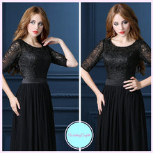Load image into Gallery viewer, The Georgio Black Long Sleeves Gown - WeddingConfetti
