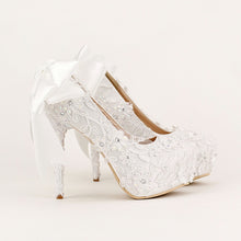 Load image into Gallery viewer, The Cara Wedding Bridal White Heels