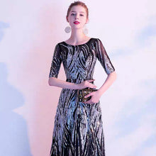 Load image into Gallery viewer, The Ariel Black Long Sleeves Gown - WeddingConfetti