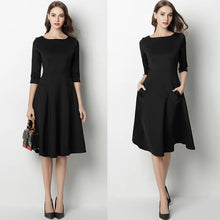 Load image into Gallery viewer, The Karen Black / Red Mid Sleeves Short Dress - WeddingConfetti