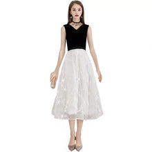 Load image into Gallery viewer, The Ixara Sleeveless White/Black Lace Gown - WeddingConfetti