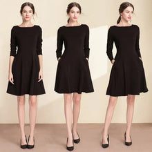 Load image into Gallery viewer, The Karen Black / Red Mid Sleeves Short Dress - WeddingConfetti