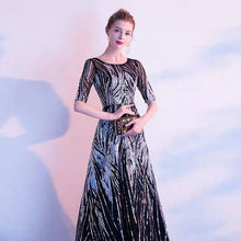 Load image into Gallery viewer, The Ariel Black Long Sleeves Gown - WeddingConfetti