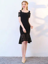 Load image into Gallery viewer, The Keridia Off Shoulder Black / Red Lace Dress (Available In 2 Colours) - WeddingConfetti