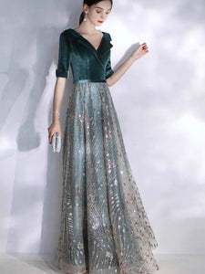 The Michaela Long Sleeves Blue Gown - WeddingConfetti