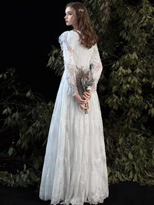 The Kastelle Long Sleeved Lace White Gown