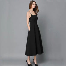 Load image into Gallery viewer, The Alex Sleeveless Midi Black Dress - WeddingConfetti