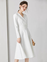 Load image into Gallery viewer, The Chantel Long/Mid Sleeves White Midi Dress