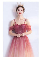 Load image into Gallery viewer, The Kristen Off Shoulder Ombre Pink Gown