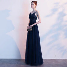 Load image into Gallery viewer, The Ryona Navy Blue Sleeveless Gown