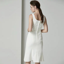 Load image into Gallery viewer, The Kalli Sleeveless White Short Midi Dress - WeddingConfetti