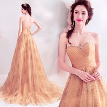 Load image into Gallery viewer, The Marlowe Champagne Tube Gown - WeddingConfetti