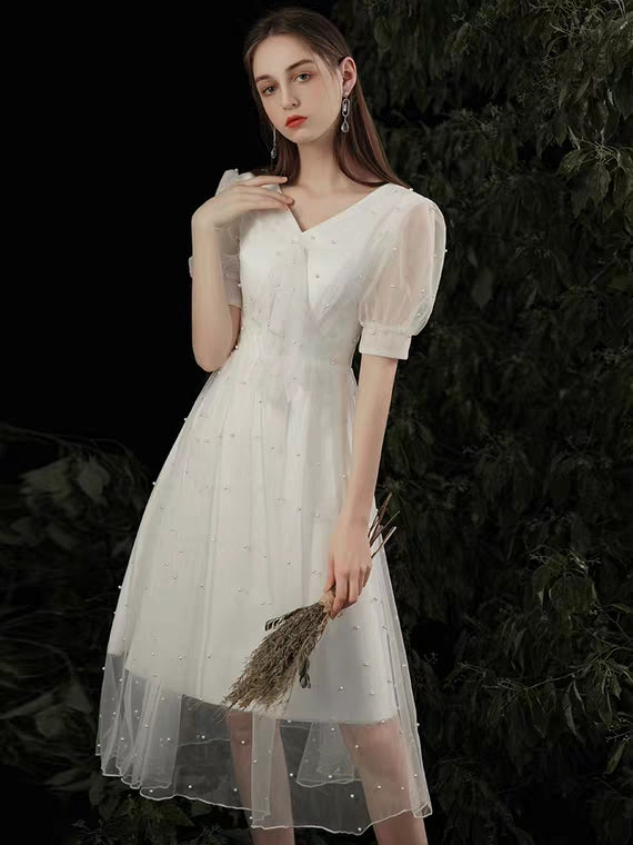 The Ross Wedding Bridal Short Sleeve White Dress – WeddingConfetti The Ross Wedding Bridal Short Sleeve White Dress – WeddingConfetti
