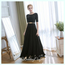 Load image into Gallery viewer, The Myra White / Red / Grey / Black / Champagne Long Sleeves Lace Evening Gown - WeddingConfetti