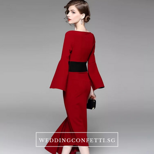 The Bethsda Trumpet Sleeves Red Dress - WeddingConfetti