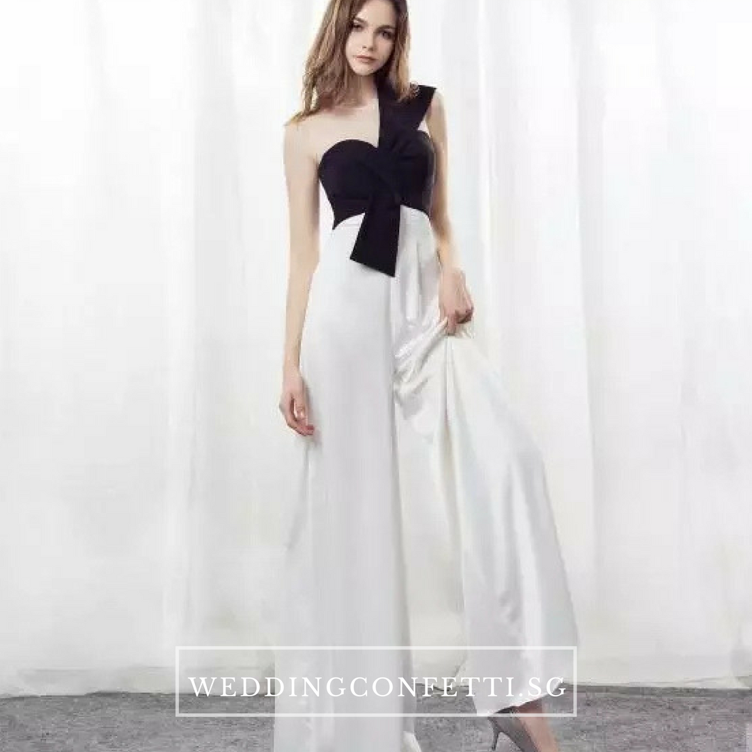 White and black evening on sale gown