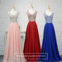 Load image into Gallery viewer, The Xandora Crystals Pink / Red / Blue Sleeveless Gown - WeddingConfetti