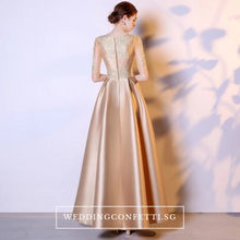 Load image into Gallery viewer, The Kinsley Gold Embroidered Lace Gown - WeddingConfetti
