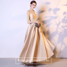 Load image into Gallery viewer, The Kinsley Gold Embroidered Lace Gown - WeddingConfetti