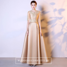 Load image into Gallery viewer, The Kinsley Gold Embroidered Lace Gown - WeddingConfetti