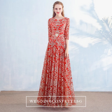 Load image into Gallery viewer, The Mydina Gold / Royal Blue / Red / Navy Blue Long Sleeves Dress - WeddingConfetti