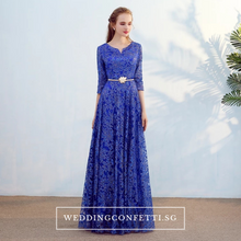 Load image into Gallery viewer, The Mydina Gold / Royal Blue / Red / Navy Blue Long Sleeves Dress - WeddingConfetti