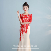 Load image into Gallery viewer, The Lerainne Champagne Red Long Sleeves Dress - WeddingConfetti