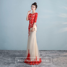 Load image into Gallery viewer, The Lerainne Champagne Red Long Sleeves Dress - WeddingConfetti