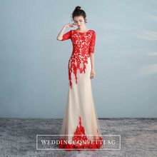 Load image into Gallery viewer, The Lerainne Champagne Red Long Sleeves Dress - WeddingConfetti