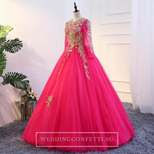Load image into Gallery viewer, The Rosella Royal Blue/Red/Fuschia/Champagne Long Sleeves Gown (Available in 4 Colours) - WeddingConfetti