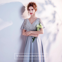 Load image into Gallery viewer, The Silvia Bridal Wedding Grey Short Sleeves Dress - WeddingConfetti